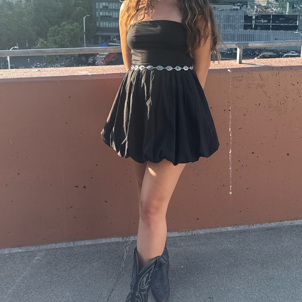 Black Mini Dress Strapless Bubble Style Sincerely Jules